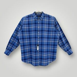 NEW Ralph Lauren Shirt Mens 3XLT 3XL TALL Blue Plaid Oxford Pony Long Sleeve NWT